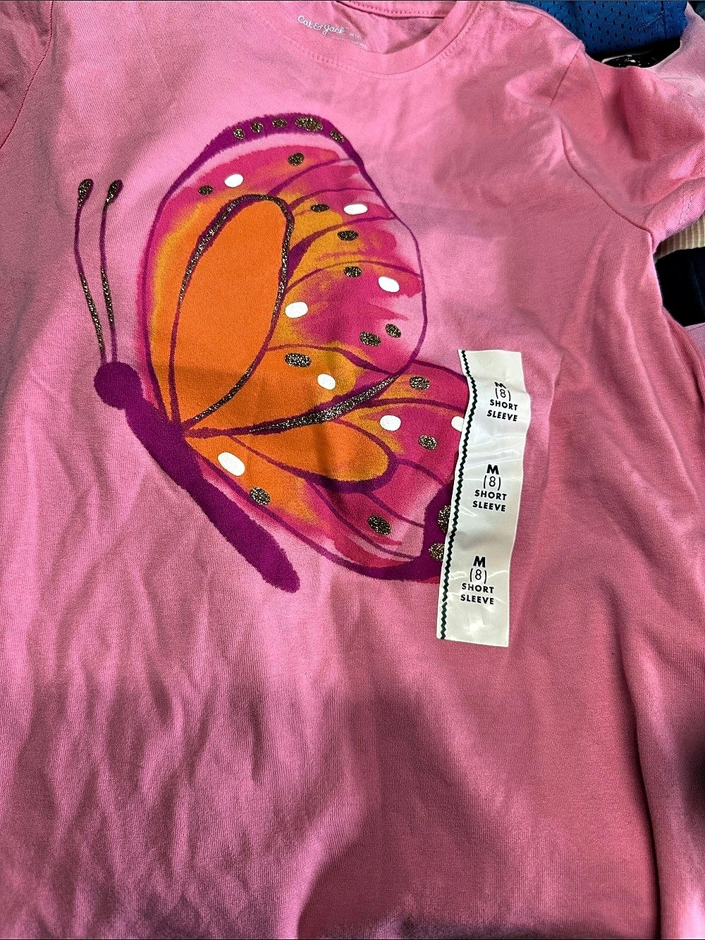 Cat & Jack Pink Butterfly Graphic Short Sleeve Tee Pink & Orange Butterfly Tee